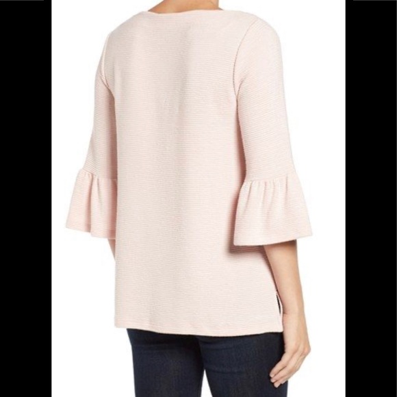 PLEIONE Stripe Knit Bell Sleeve Top - Picture 3 of 7